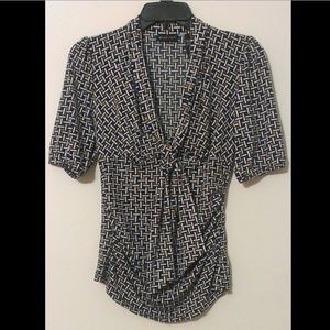 New York & Company Stretch Blouse Tunic XS Blue
